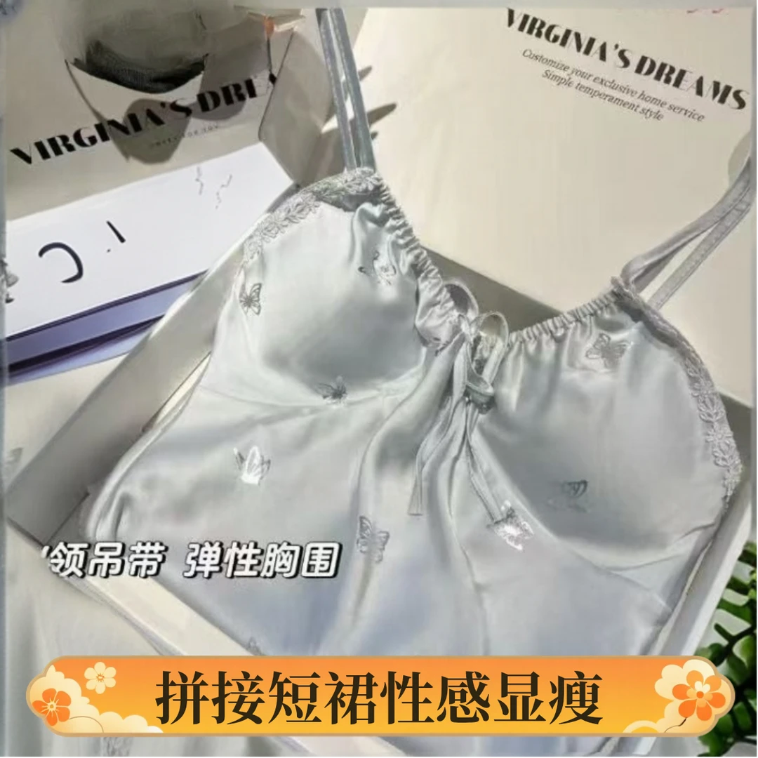 拼接女短款短裙性感成人夏季睡裙女士白色蕾丝睡袍显瘦气质网红