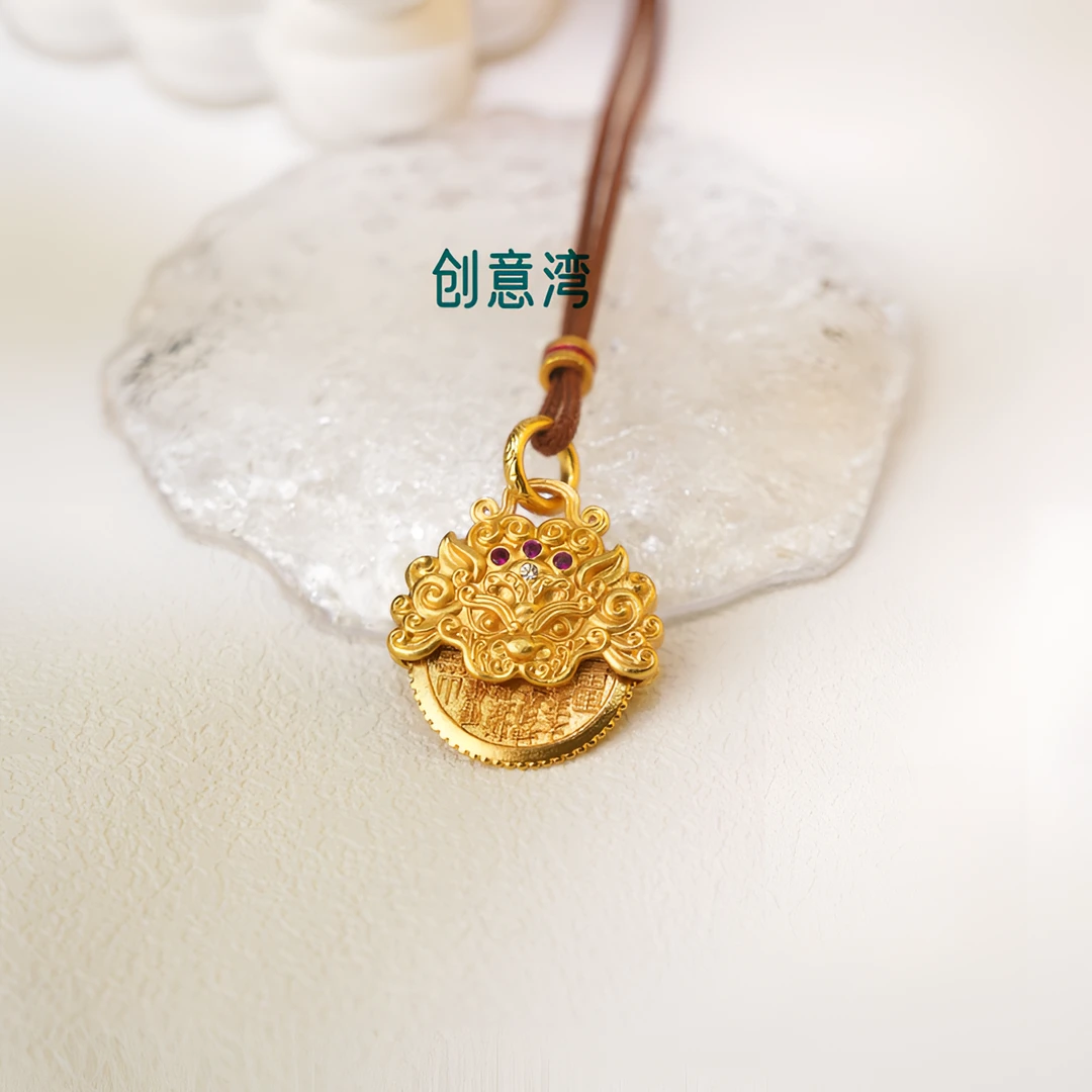 合金吊坠 醒狮钱币项链吊坠D2116