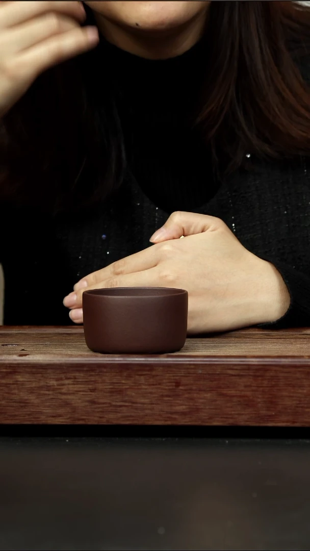 茶壶紫砂老紫泥 宽口杯