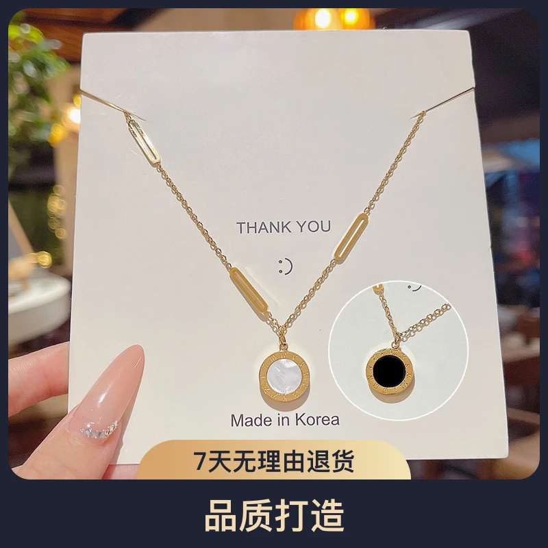 钛钢亚克力吊坠 胖丫同款不掉色欧美双面罗马数字轻奢