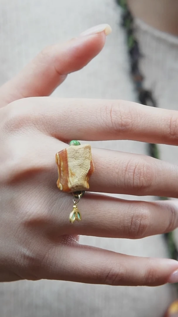 裸石蜜蜡未镶嵌*戒指设计款*蜜蜡原石戒指*