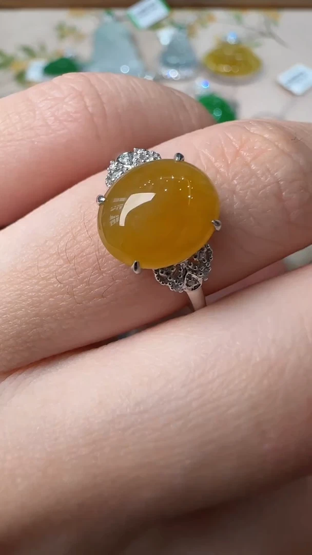 【闪购商品】翡翠戒指18K金镶嵌戒指19