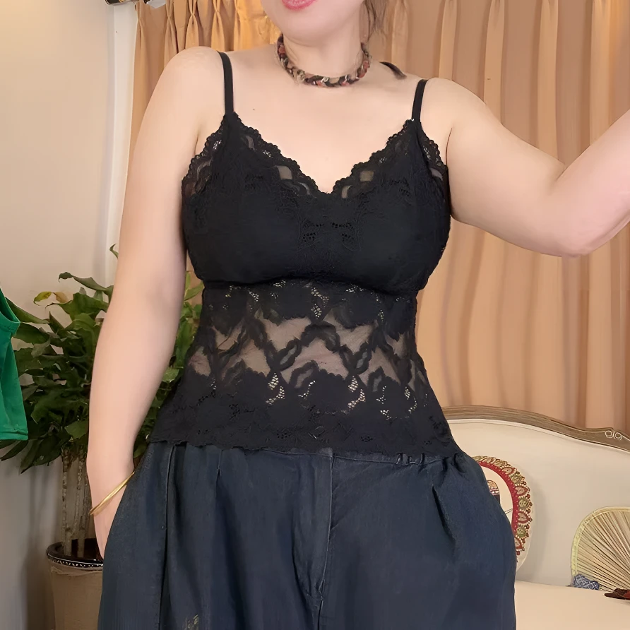 本古佳网红大露背蕾丝美背 柔软蕾丝打底衫性感内搭外穿