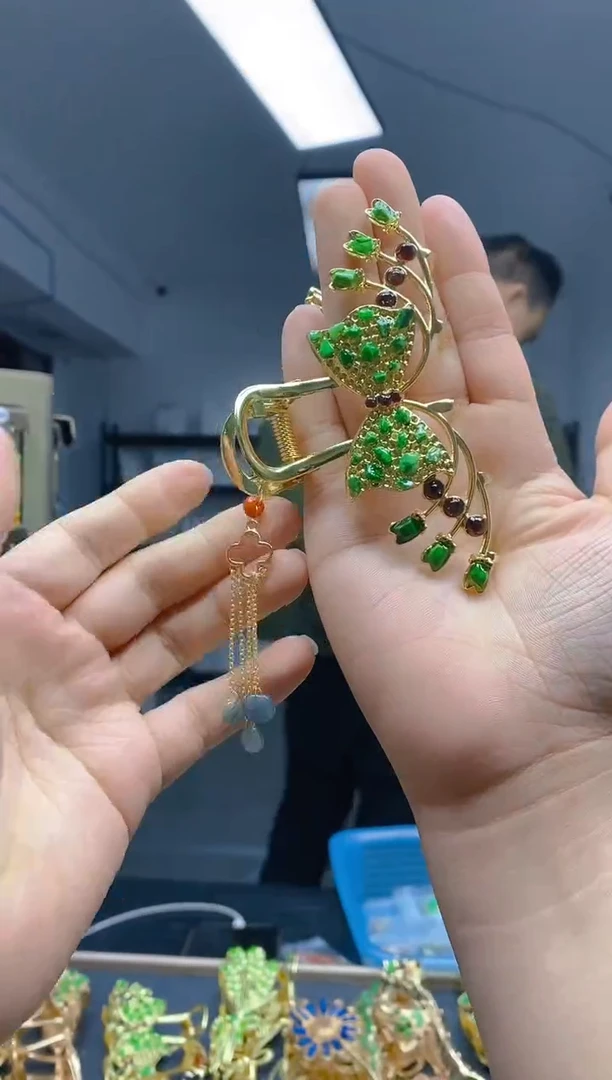 【闪购商品】翡翠耳饰合金367翡翠发簪