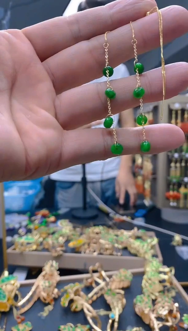 【闪购商品】翡翠耳饰合金0410翡翠耳线