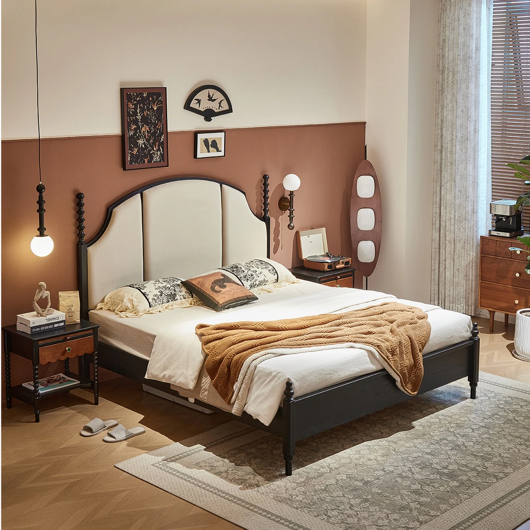 美一家具 中古风全实木床宫廷床 190×212×146cm 法式极简简欧简美