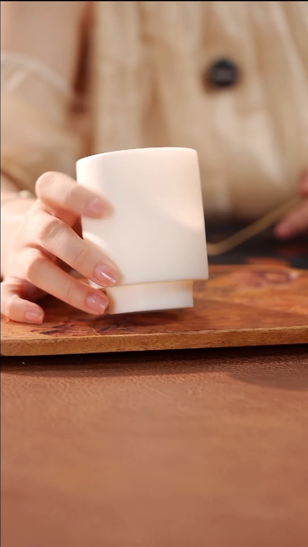 羊脂玉瓷大容量可乐杯