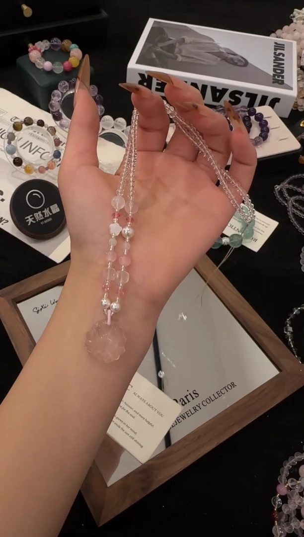 未镶嵌手链水晶粉水晶凤九项链x3350