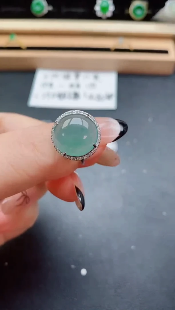 翡翠戒指银S925镶嵌508050