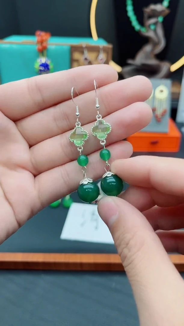 【闪购商品】玛瑙/玉髓耳钉银S925镶嵌705000