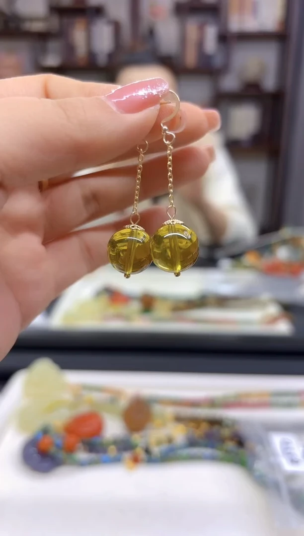 【闪购商品】蓝珀耳饰14K金镶嵌耳坠E550