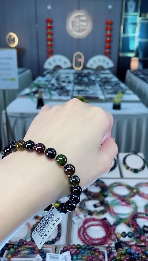 未镶嵌老矿碧玺黑糖净体单圈手串8mm+碧玺dan多样性发货一条