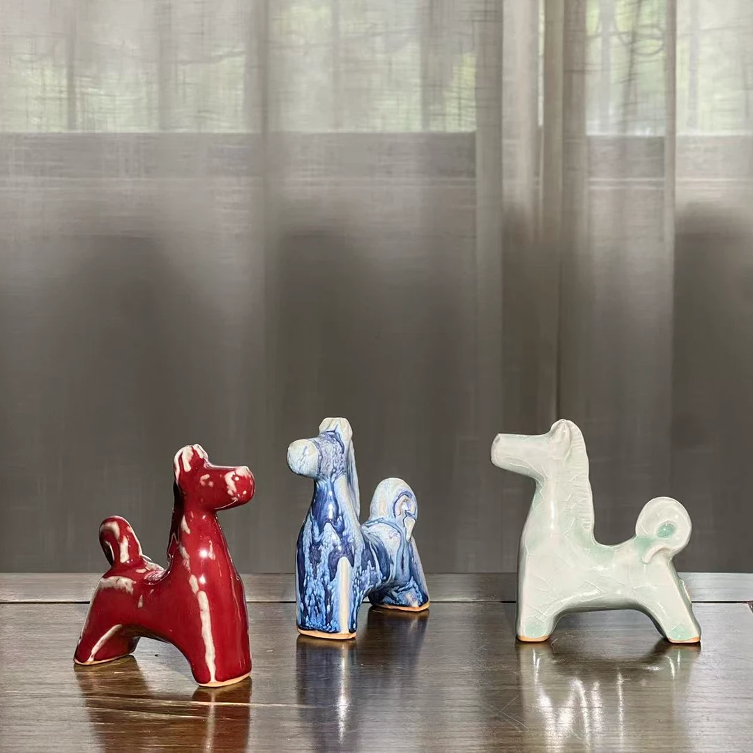 钧瓷摆件小马随手礼手工可爱