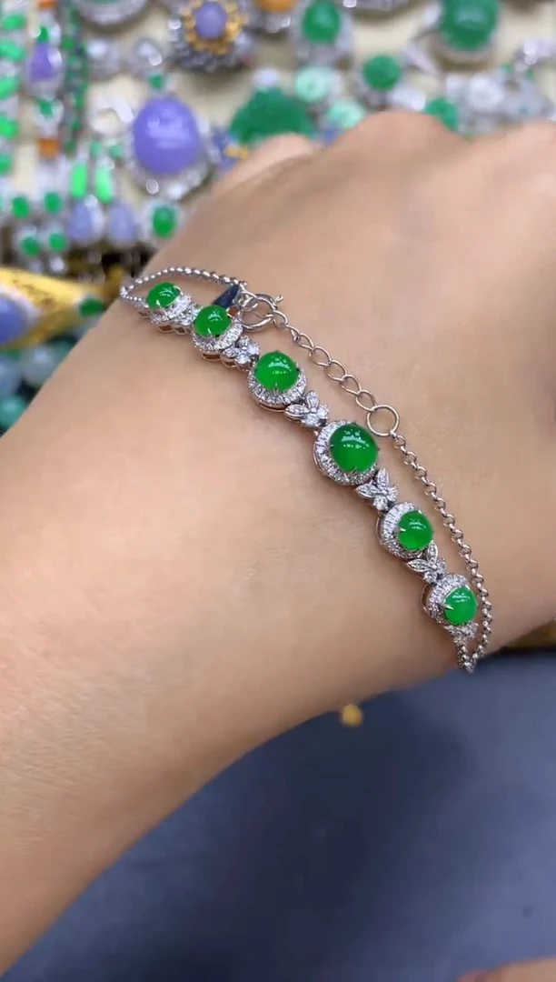 18K金镶嵌手链翡翠331-中国好珍宝