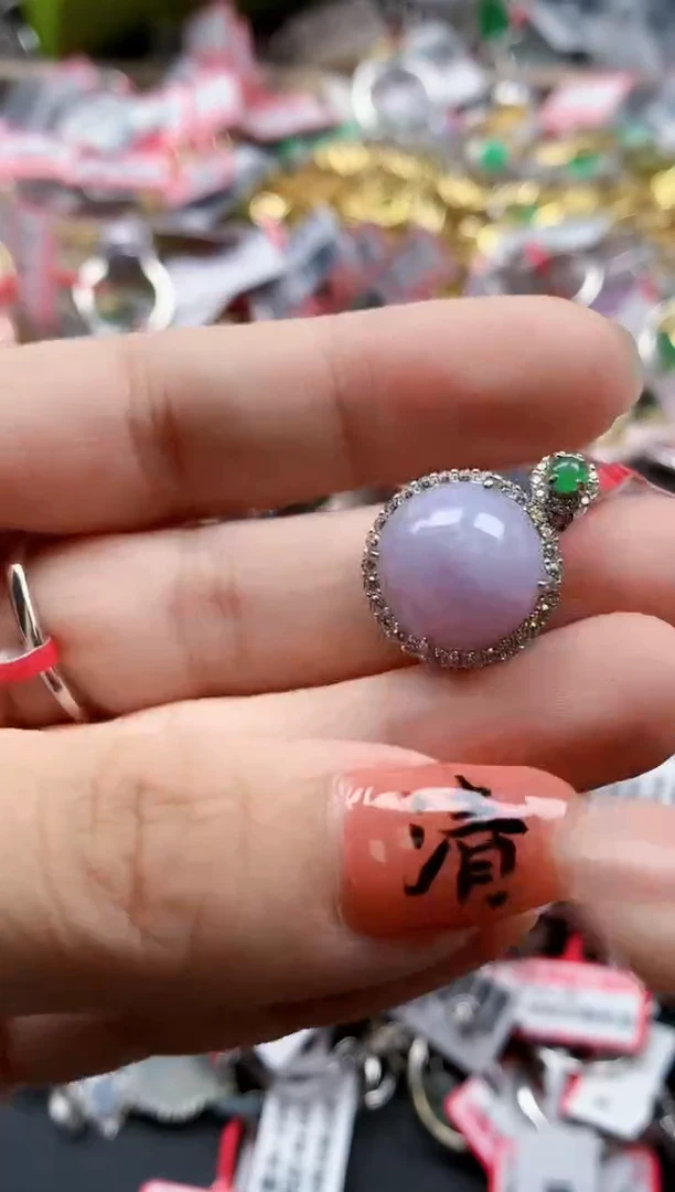 银S925镶嵌戒指翡翠天然A货缅甸翡翠
