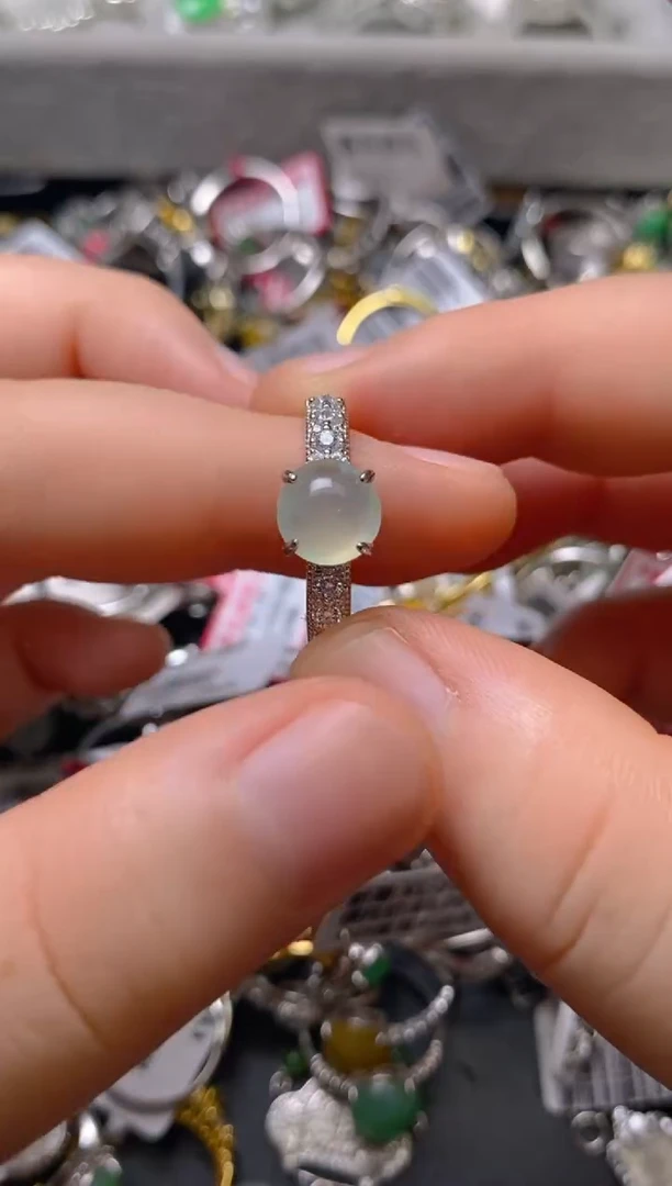 银S925镶嵌戒指翡翠百内无证书