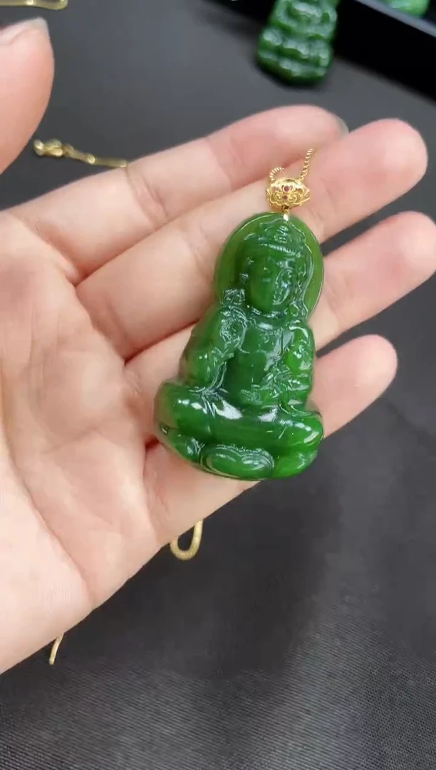 【闪购商品】和田玉吊坠18K金镶嵌52MM 多样性发一
