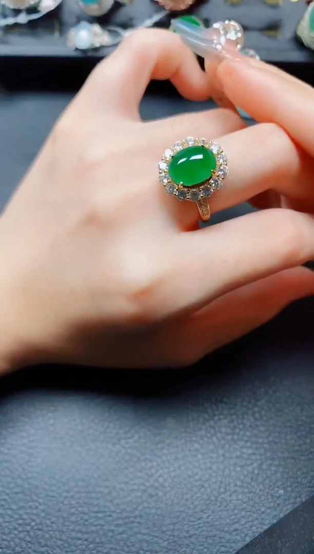 银S925镶嵌戒指翡翠翡翠