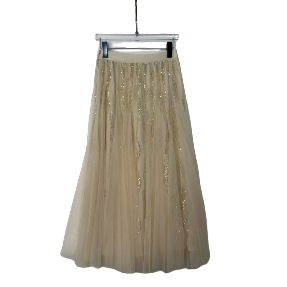 诗然精选090#黑色丝绒半身裙秋冬款高腰a字垂感网纱百褶蛋糕裙