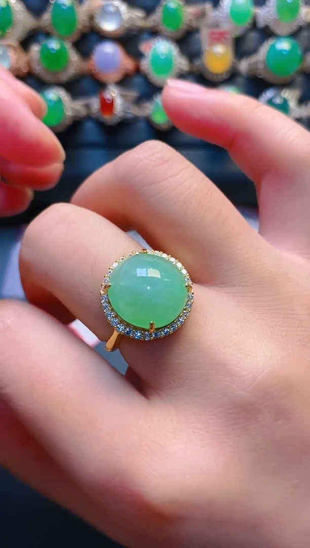 银S925镶嵌戒指翡翠天然