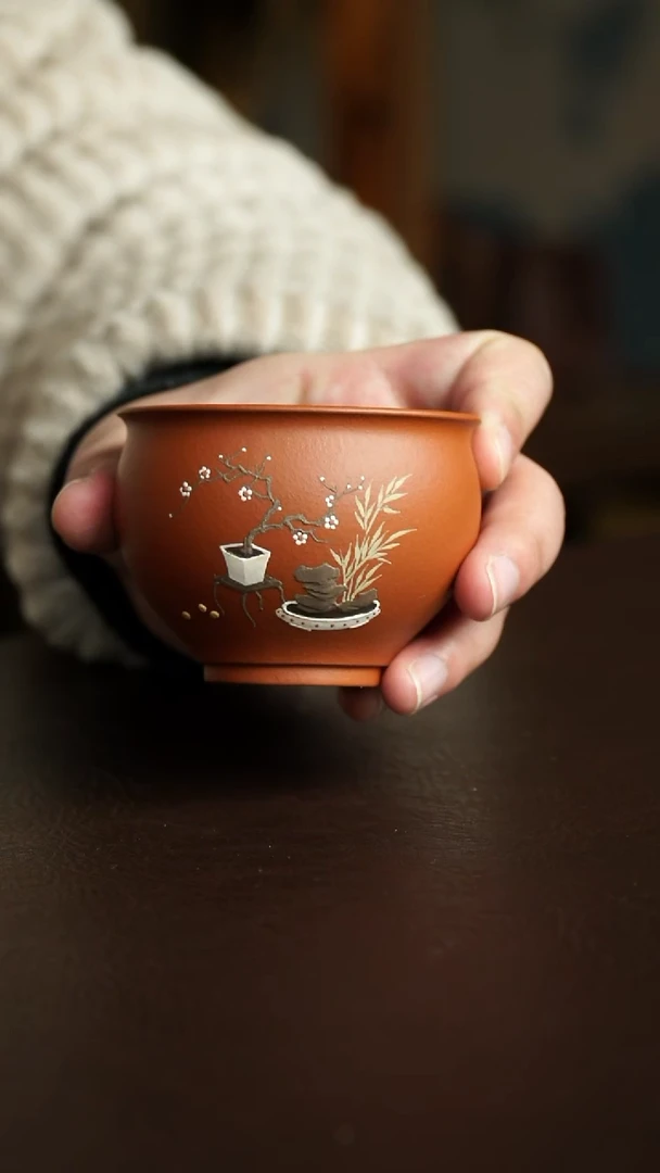茶杯紫砂49号 清供吉祥杯 宜兴紫砂原矿作品