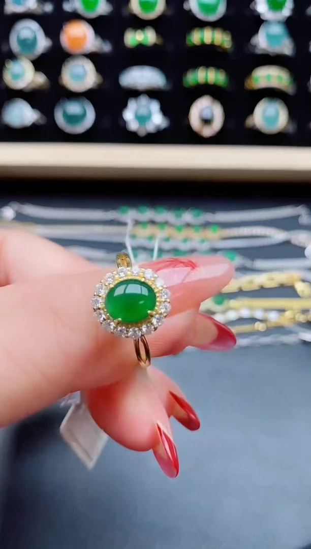 【闪购商品】翡翠戒指银S925镶嵌58508