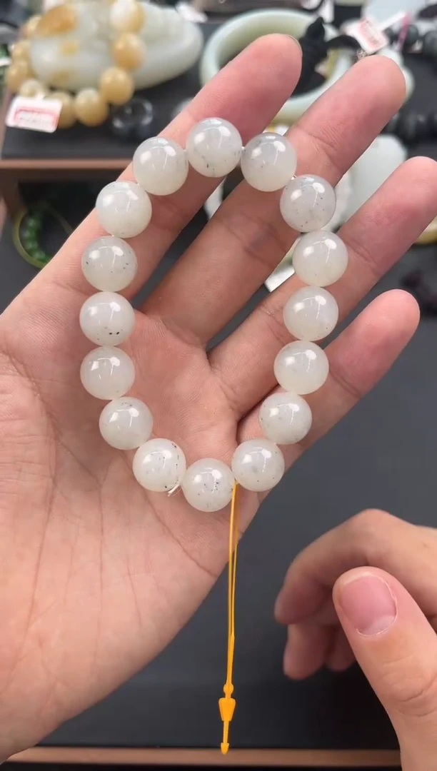 未镶嵌手串和田玉和田黑山青花手串卡12微色差