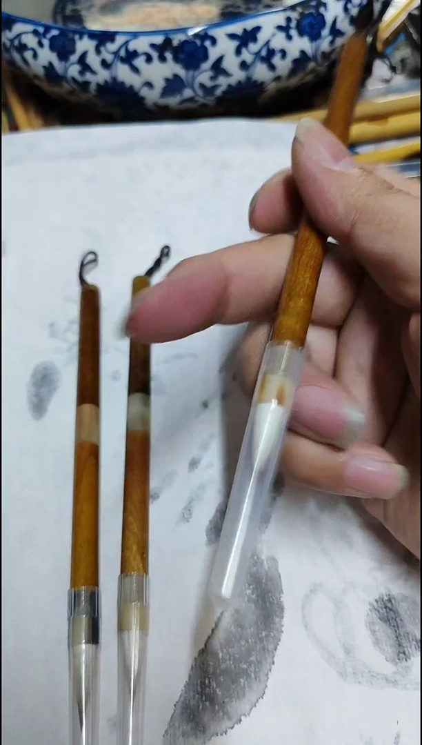 金丝楠木牛角  探囊取物毛笔  单支
