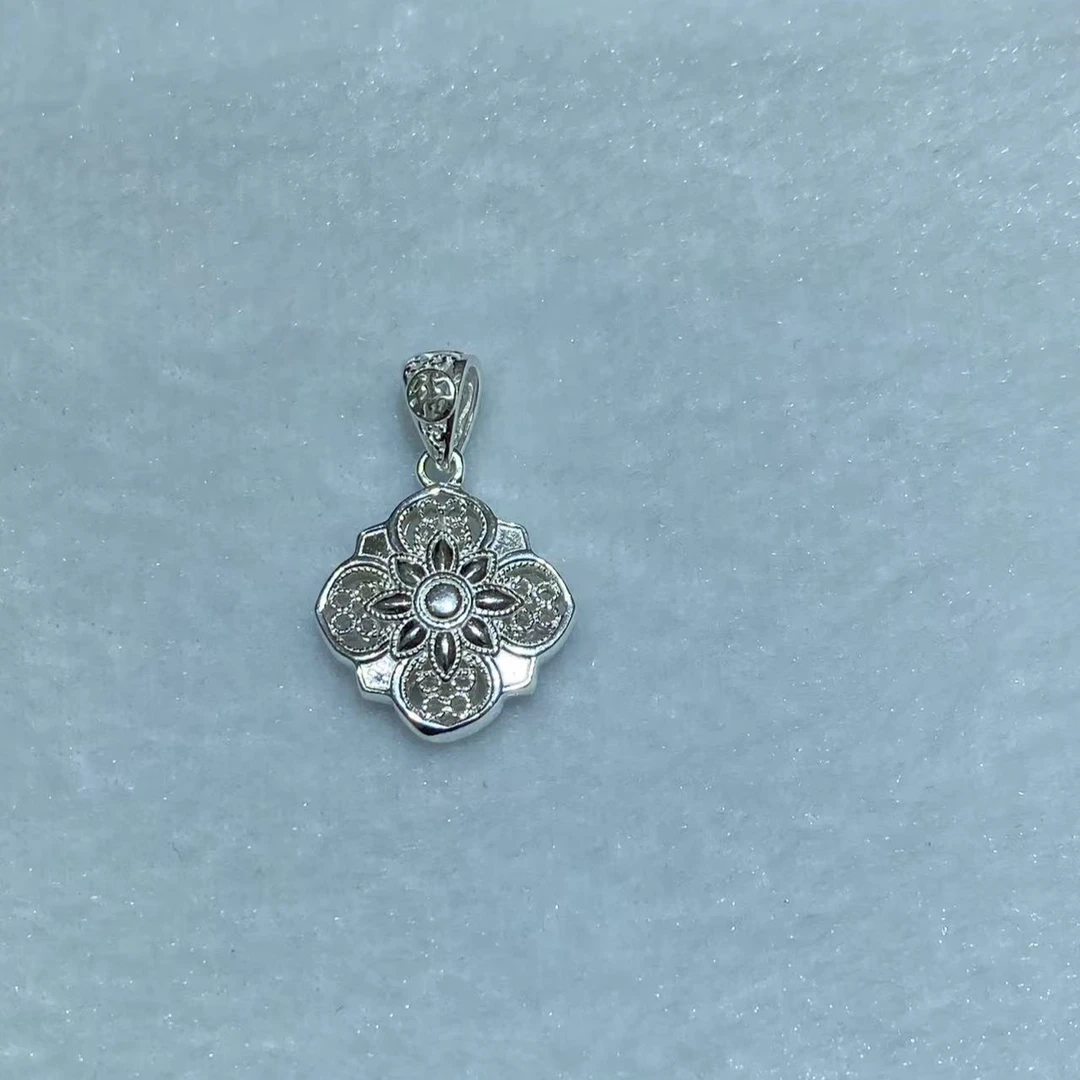 吊坠足银 0121-008花漾吊坠 时尚简约个性百搭精美精致潮流小众