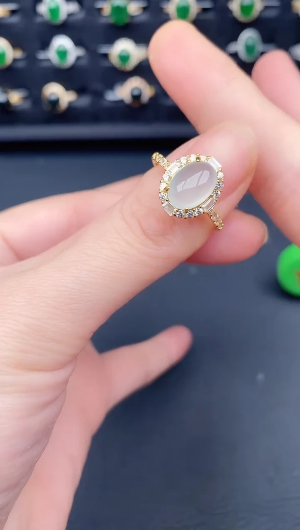 银S925镶嵌戒指翡翠天然a货翡翠27