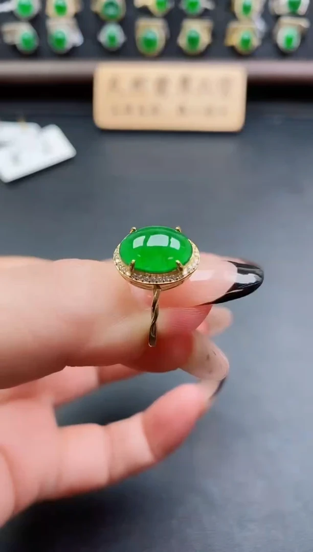 银S925镶嵌戒指翡翠1