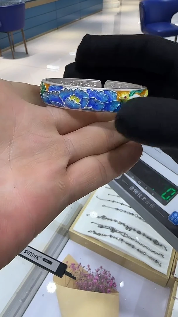 珐琅足银手镯57.2