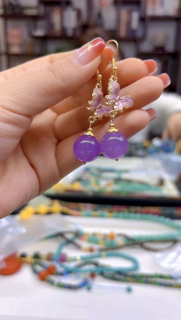 【闪购商品】翡翠耳饰14K金镶嵌耳坠E737