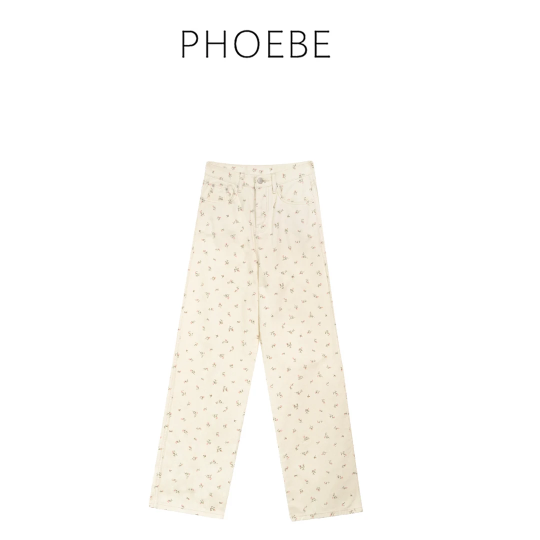 【小花花】PHOEBE叶姐 春季新款小清新直筒牛仔裤HF5021020E