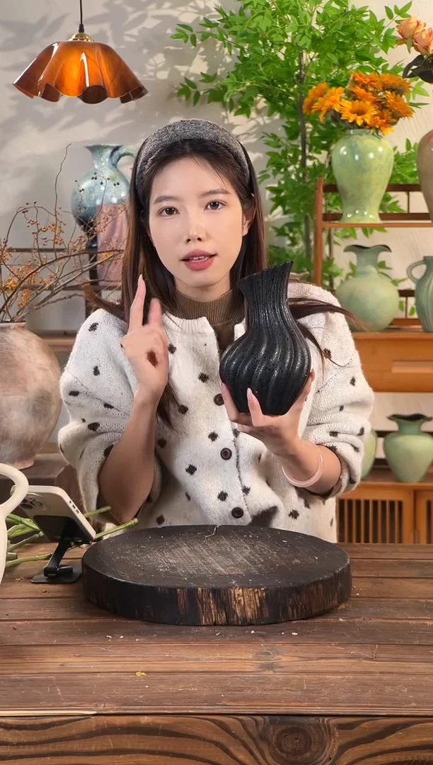 珠光黑-斜纹南瓜瓶