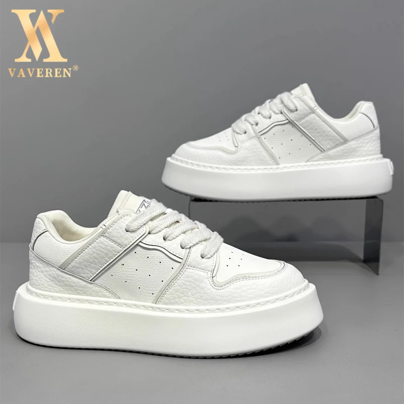 小白鞋潮牌原创秋季新款真皮增高厚底板鞋时尚百搭素面秋款休闲鞋