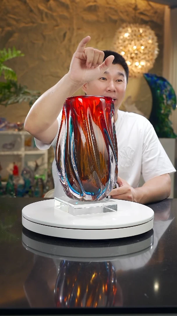 摆件福利红蓝花瓶
