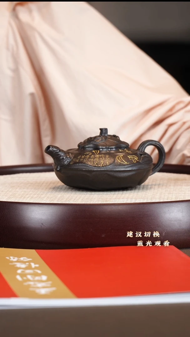 茶壶紫砂王志刚  风卷葵 黑金砂 260cc