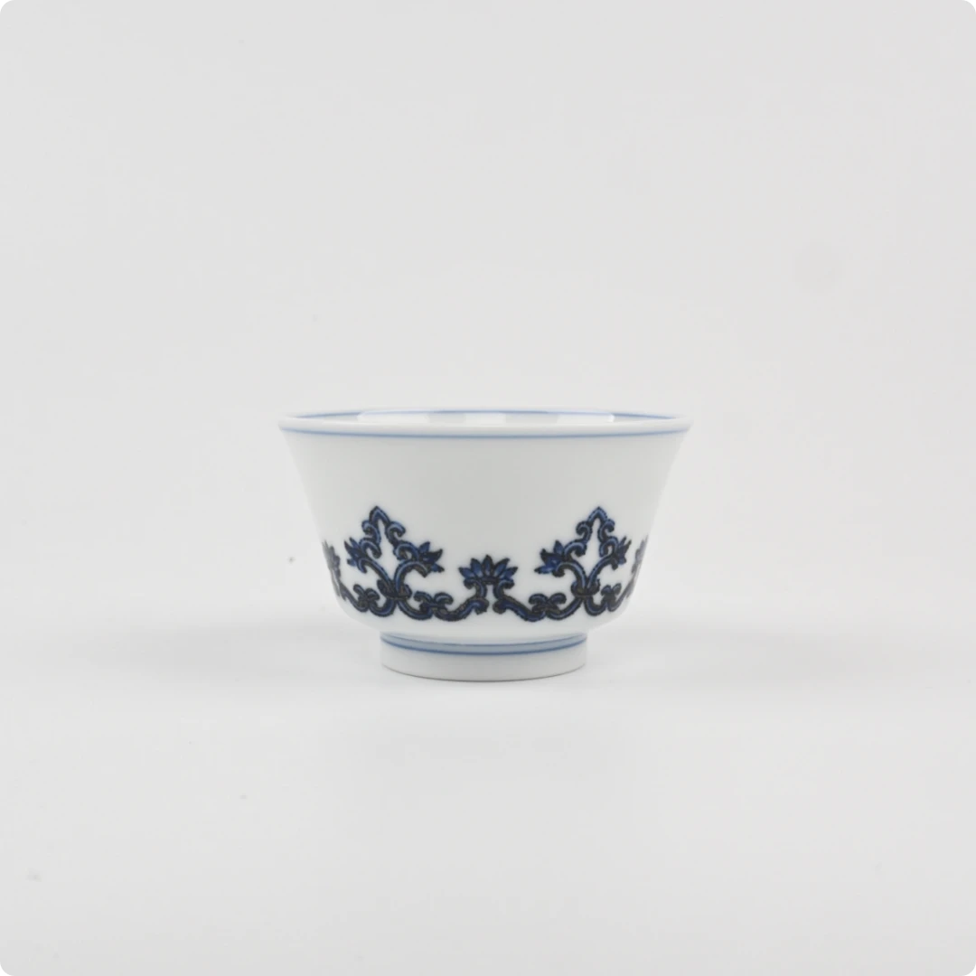 【景德镇名窑口】松风馆 宝相花小撇口杯 窑口茶器全手工手绘
