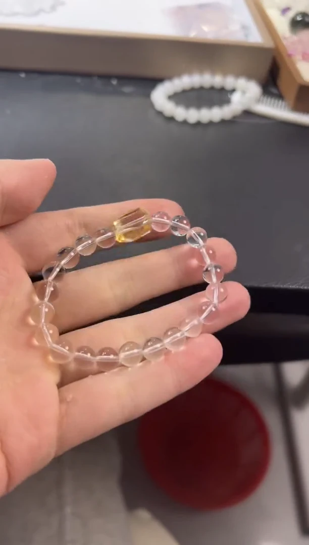 【闪购商品】水晶手链未镶嵌8mm黄水晶diy白水