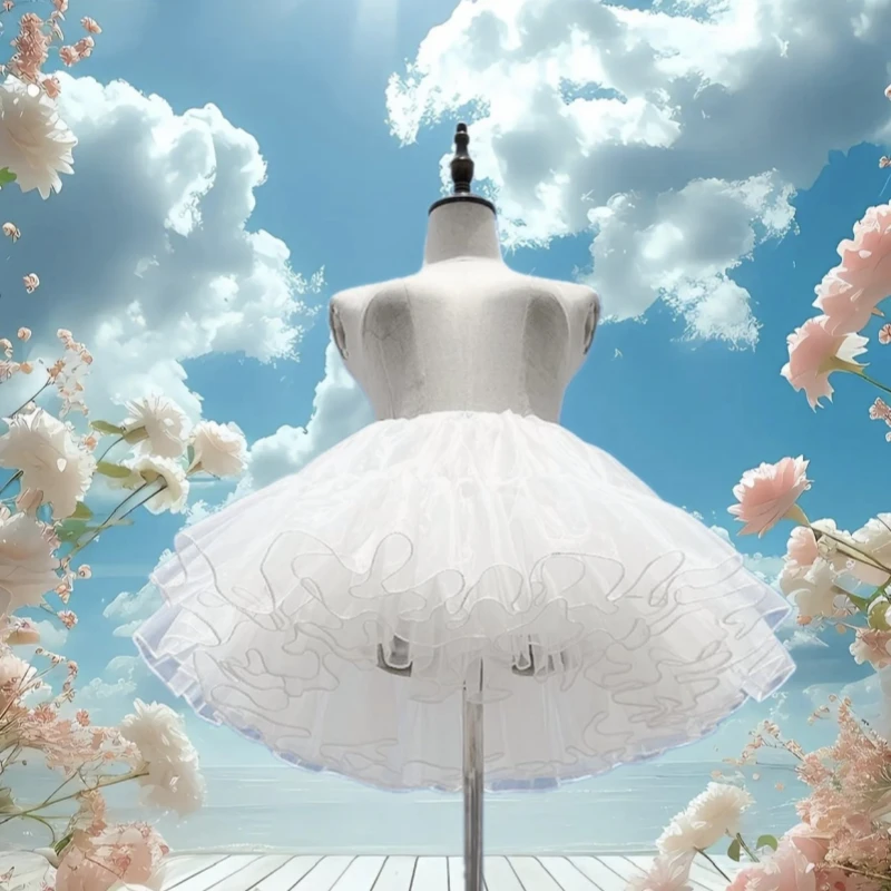 lolita裙撑洛丽塔cos女仆四层暴力软妹日常无骨软纱撑棉花糖云朵