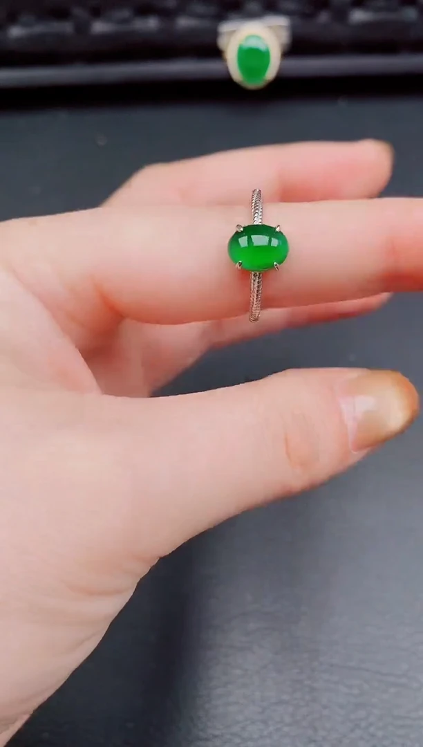【闪购商品】翡翠戒指银S925镶嵌天然a货翡翠409