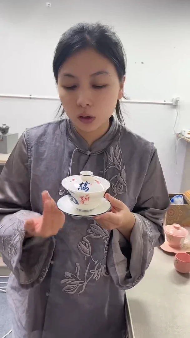 景德镇高温瓷搞钱三才盖碗