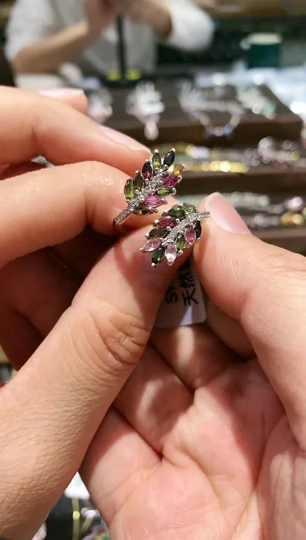 【闪购商品】碧玺戒指银S925镶嵌戒指