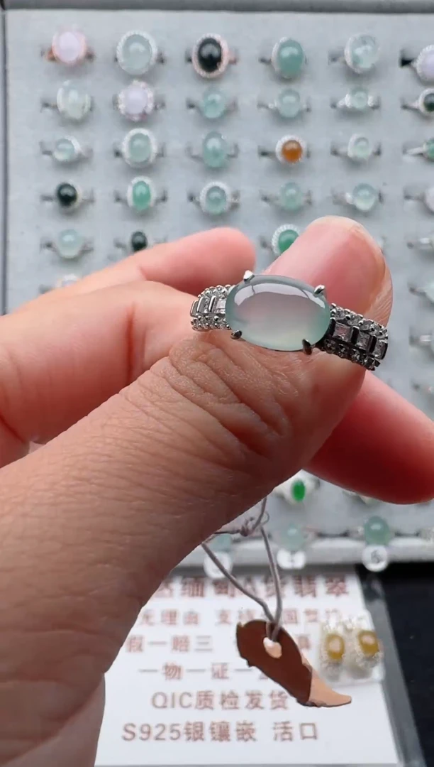 银S925镶嵌戒指翡翠19