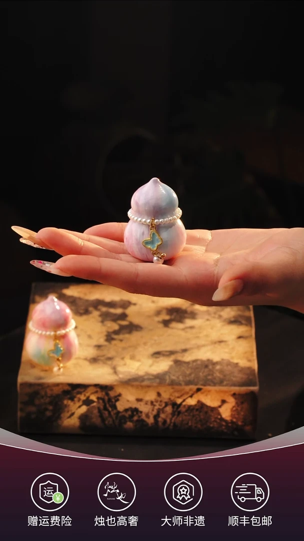 陶瓷烛也景德镇七彩葫芦小摆件