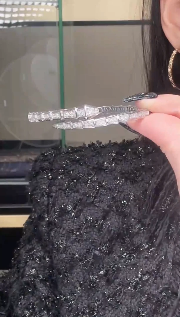 铂Pt950镶嵌手镯钻石满钻蛇手镯【拍下备注圈口】AY0216