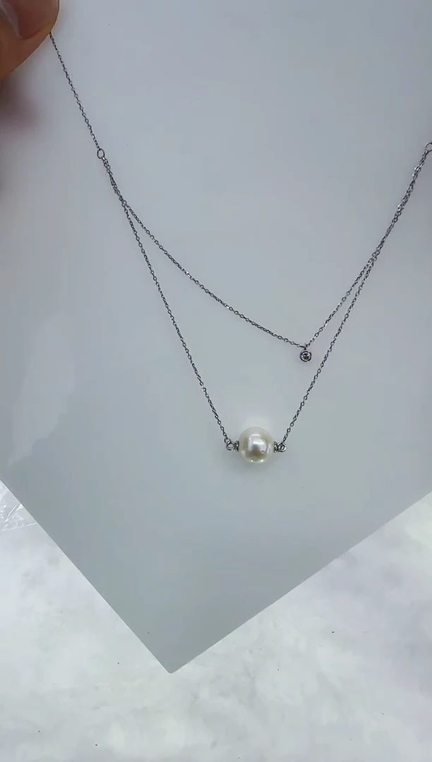 银S925镶嵌淡水珍珠DA珍珠吊坠11-12 y170