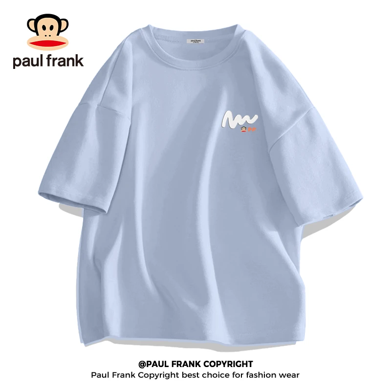 paul frank/大嘴猴冰川蓝短袖t恤男女款夏季重磅纯棉百搭半截袖B
