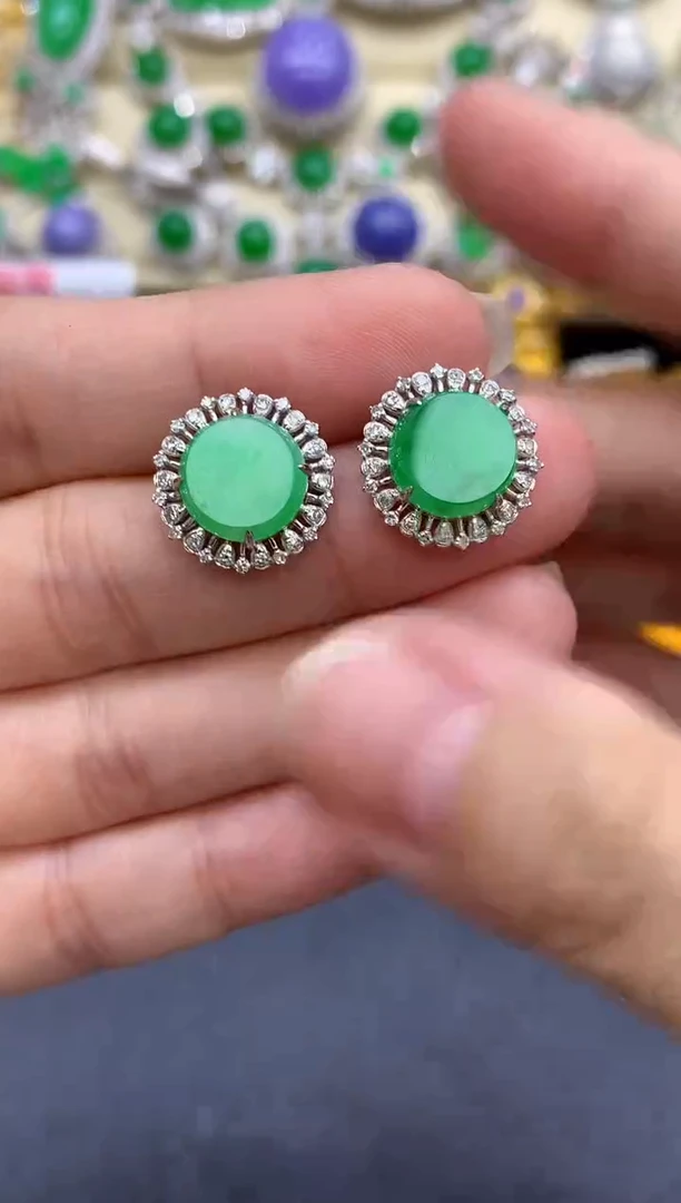 18K金镶嵌翡翠耳饰242-中国好珍宝